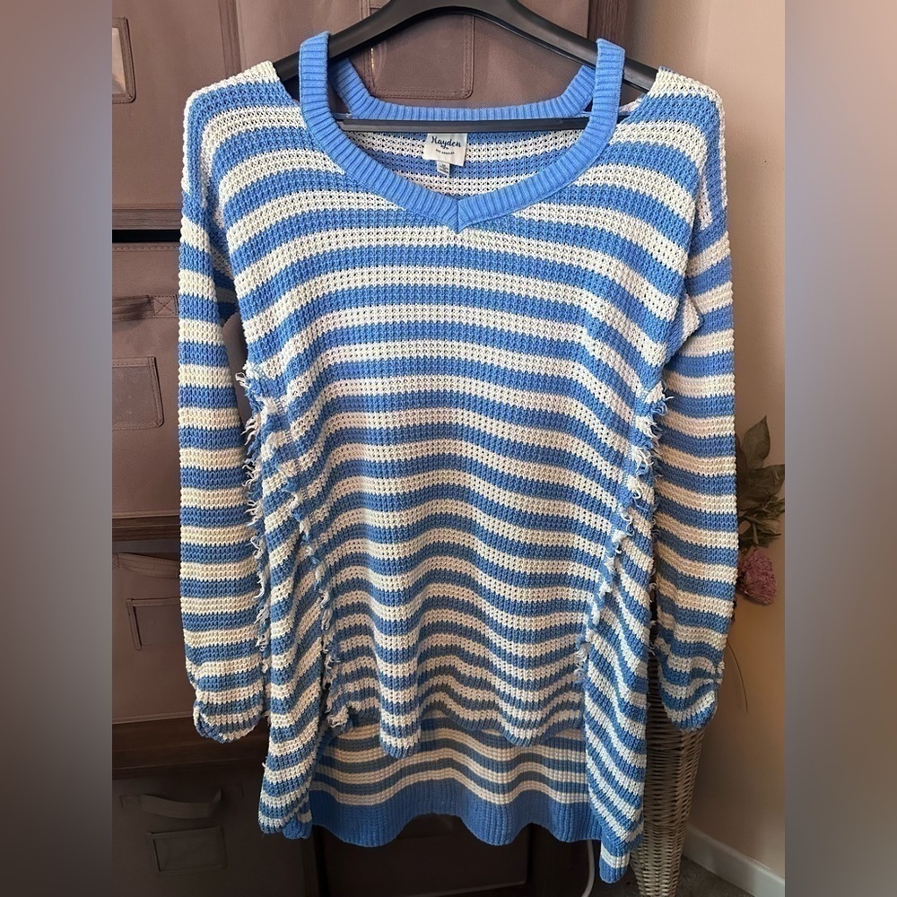Hayden Los Angeles Striped Oversize Knit Sweater Size M